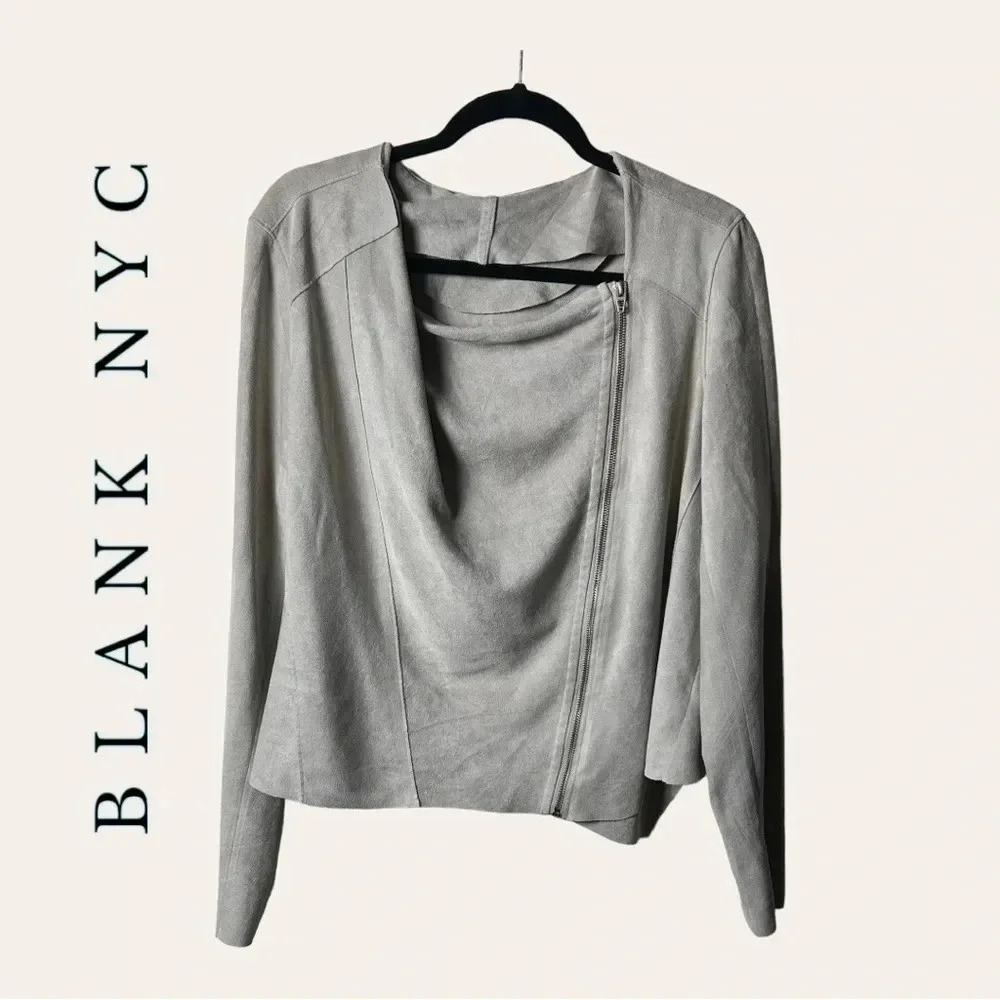 0331W. BLANK NYC‎ LONG SLEEVE JACKET FAUX SUEDE SIZE XXL GRAY SILVER IN COLOR